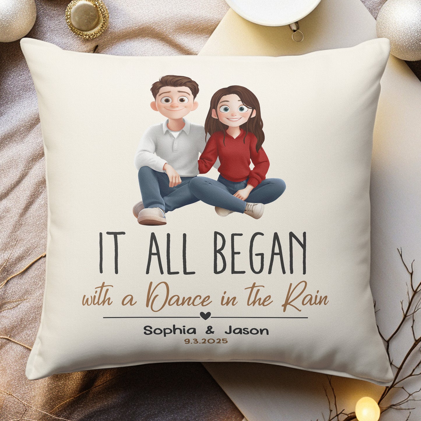 It All Began Couple Gift For Valentine Anniversary - Personalized Pillow (Insert Included)
