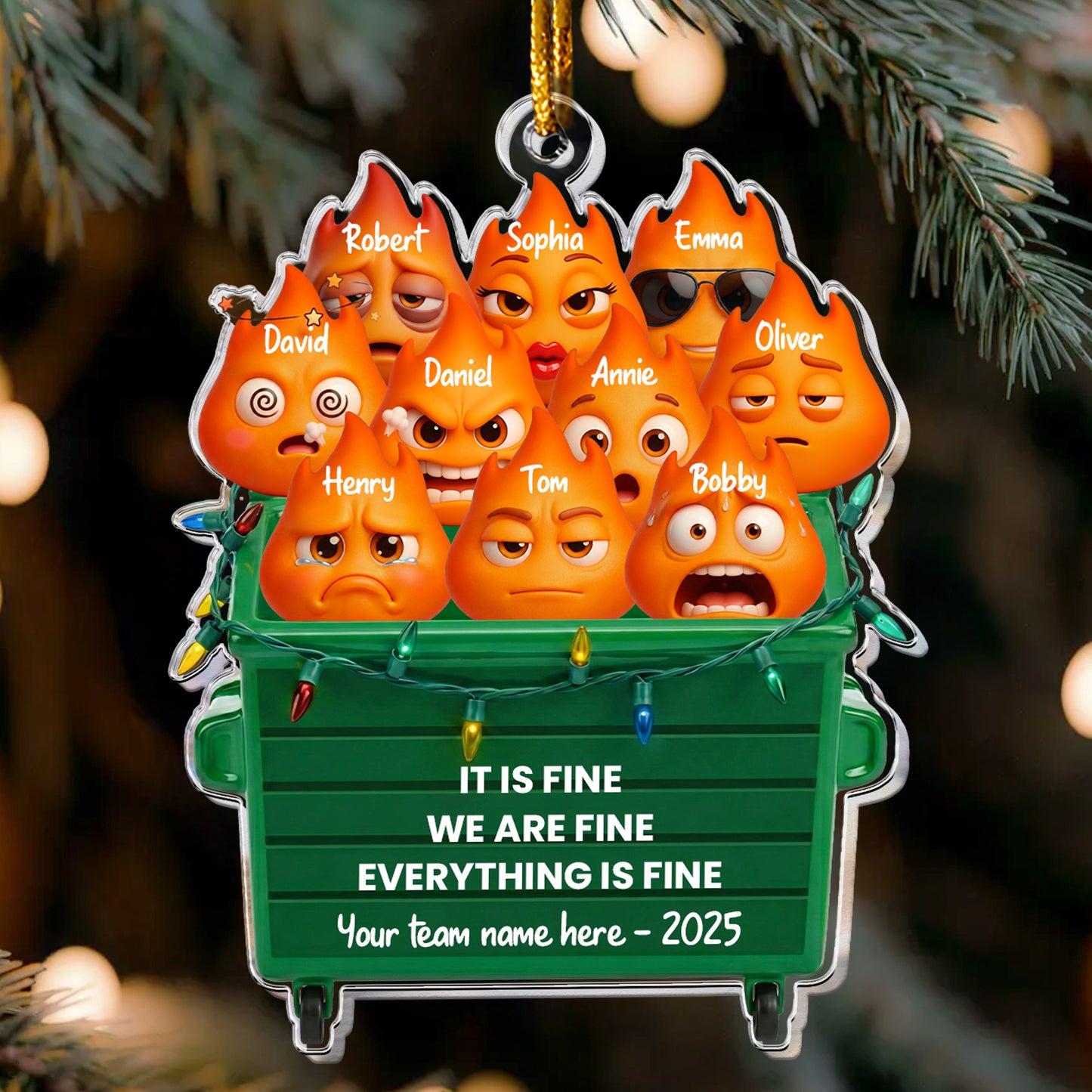 It Is Fine We Are Fine Everything Is Fine - Funny White Elephant Party Exchange Gift - Personalized Acrylic Ornament