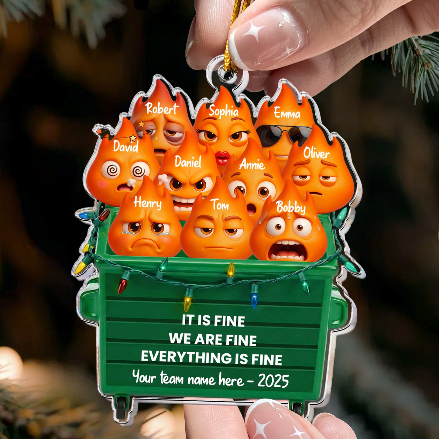 It Is Fine We Are Fine Everything Is Fine - Funny White Elephant Party Exchange Gift - Personalized Acrylic Ornament