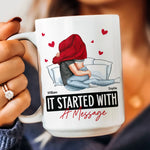 It Started With A Message Romantic Couples - Personalized Mug - Anniversary Gifts For Her, Him