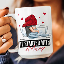 It Started With A Message Romantic Couples - Personalized Mug - Anniversary Gifts For Her, Him