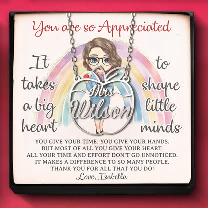 It Takes A Big Heart To Shape Little Minds - Custom Name Necklace