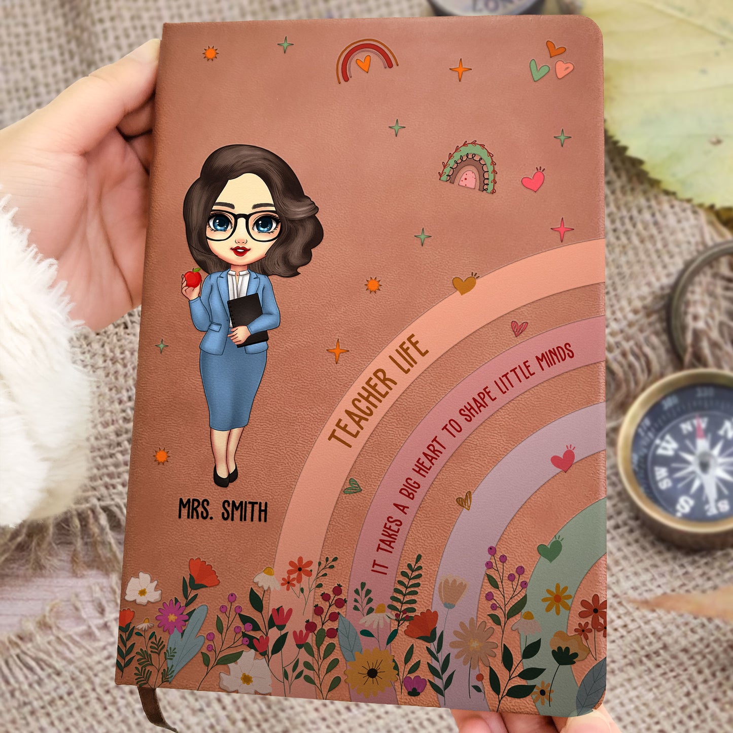 It Takes A Big Heart To Shape Little Minds - Personalized Leather Journal