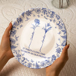 It Takes A Long Time To Grow An Old Friend - Custom Birth Flower Toile De Jouy - Personalized Ceramic Plate