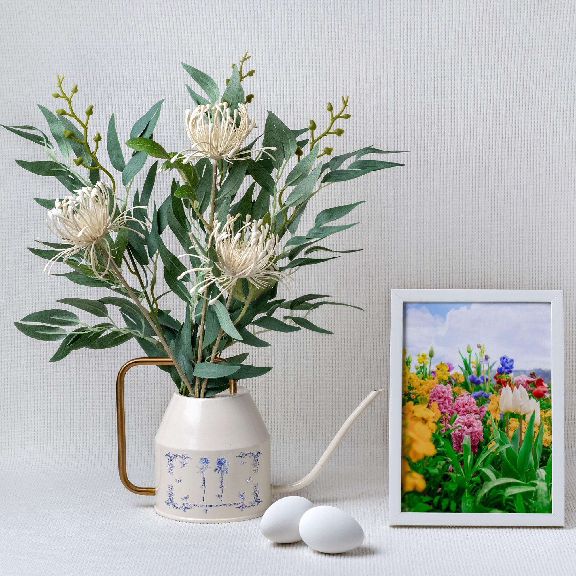 It Takes A Long Time To Grow An Old Friend - Custom Birth Flower Toile De Jouy - Personalized Indoor Watering Can