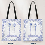 It Takes A Long Time To Grow An Old Friend Custom Birth Flower Toile De Jouy - Personalized Tote Bag