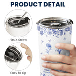 It Takes A Long Time To Grow An Old Friend Custom Birth Flower Toile De Jouy - Personalized Tumbler Cup - Gift For Friend
