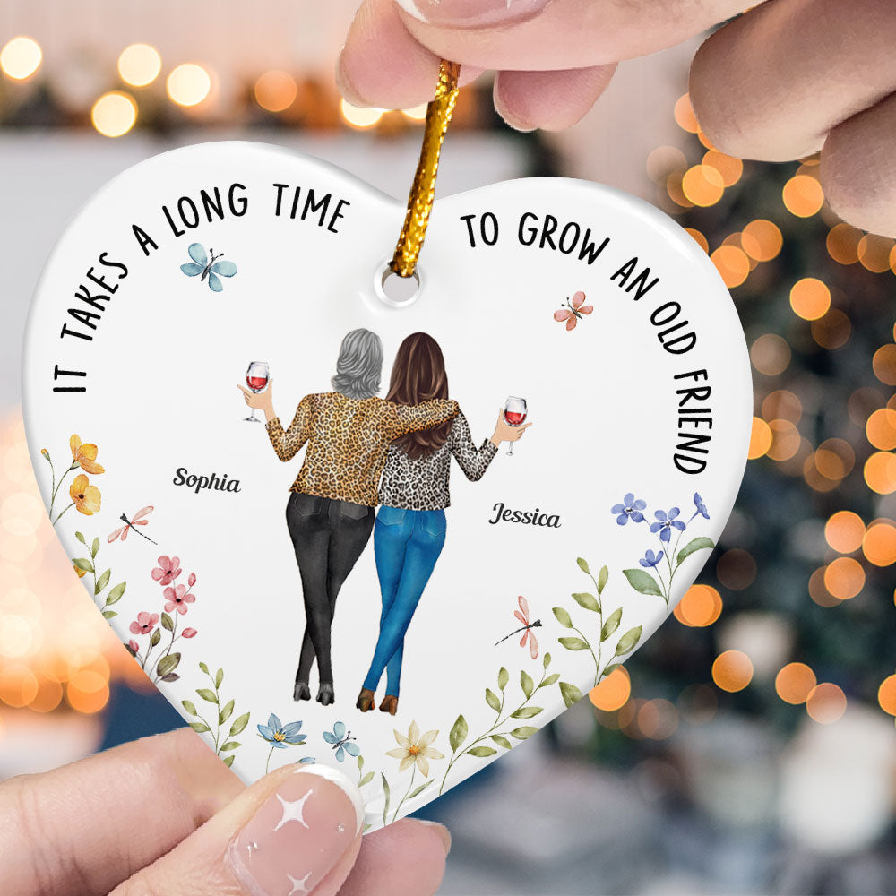 It Takes A Long Time To Grow An Old Friend New - Personalized Ceramic Ornament