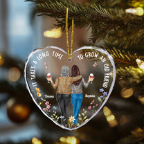 It Takes A Long Time To Grow An Old Friend - Personalized Heart Glass Ornament