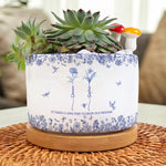 It Takes A Long Time To Grow Old Friends - Toile De Jouy Custom Birth Flower - Personalized Ceramic Plant Pot With Tray - Gift For Friend