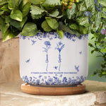 It Takes A Long Time To Grow Old Friends - Toile De Jouy Custom Birth Flower - Personalized Ceramic Plant Pot With Tray - Gift For Friend
