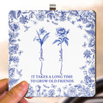 It Takes A Long Time To Grow Old Friends Custom Birth Flower - Personalized Wooden Car Visor Clip