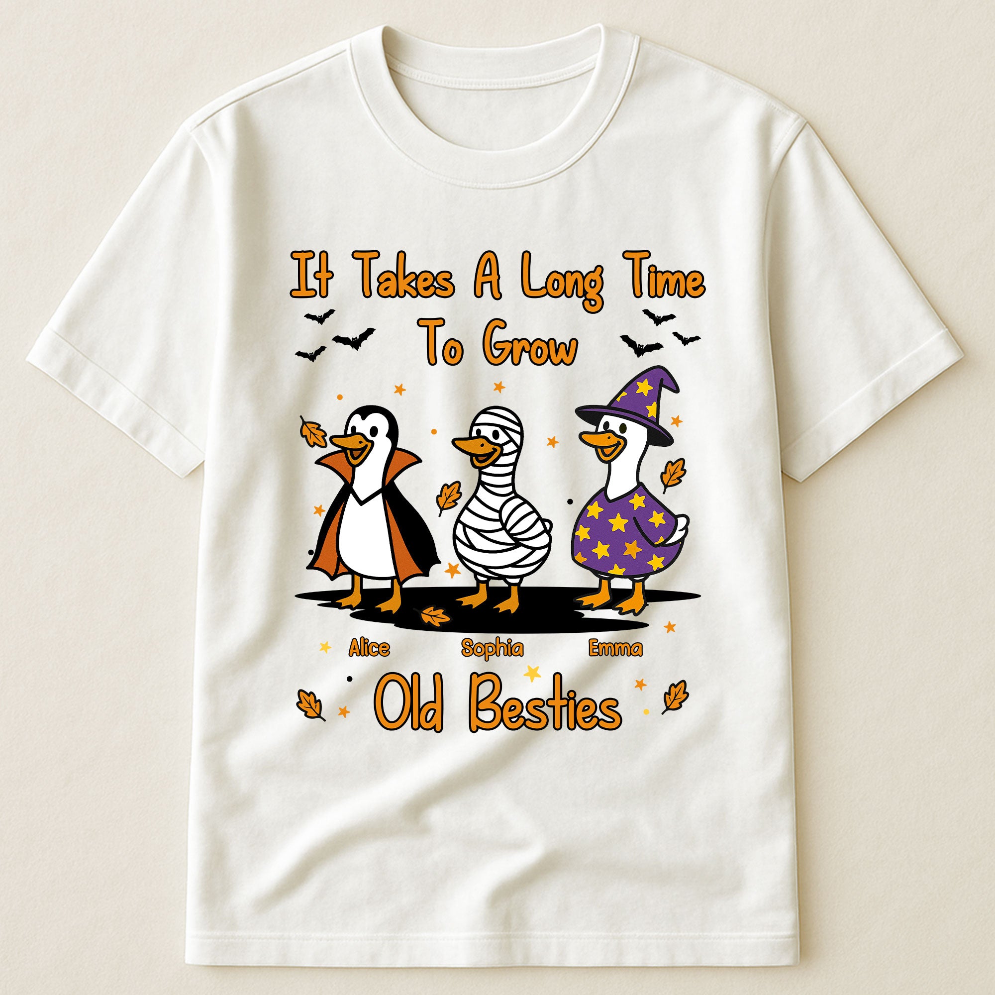 It Takes A Long Time To Grow Old Friends, Besties Halloween Goose - Personalized Shirt