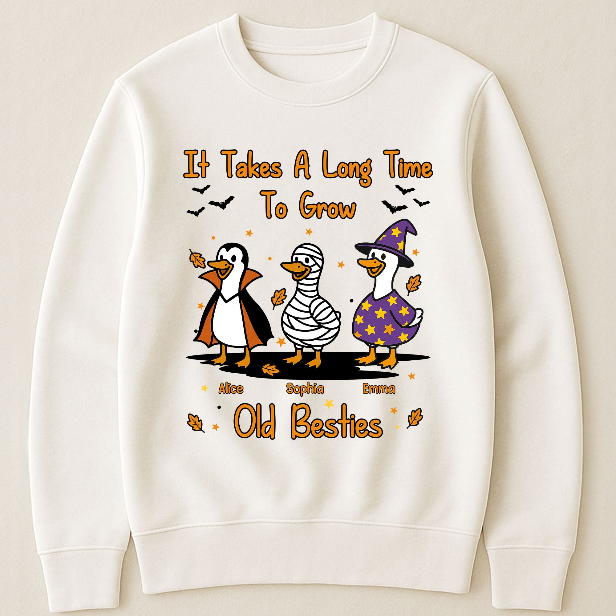 It Takes A Long Time To Grow Old Friends, Besties Halloween Goose - Personalized Shirt