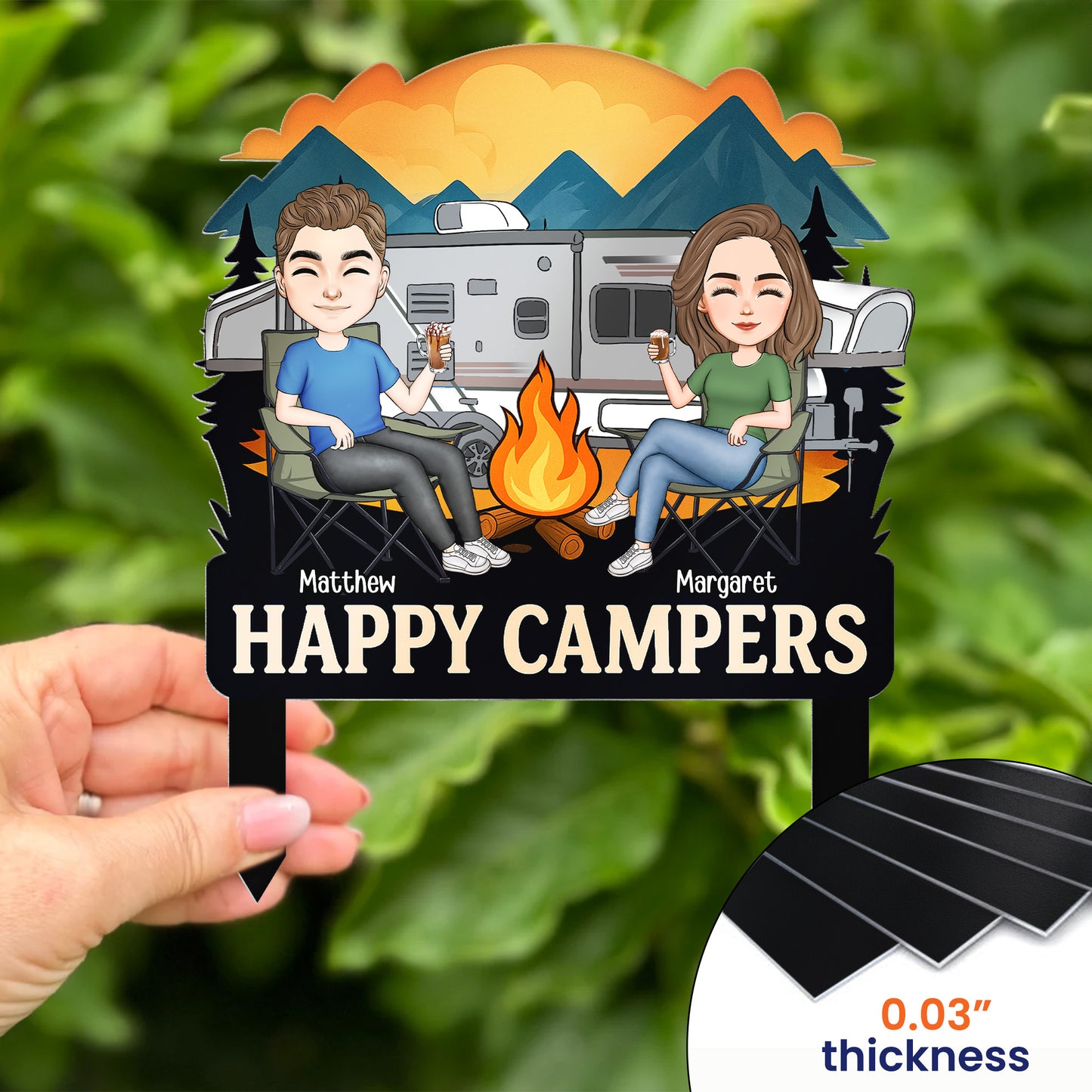 Happy Campers Welcome To Our Campsite - Personalized Metal Garden Stake