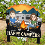 Happy Campers Welcome To Our Campsite - Personalized Metal Garden Stake