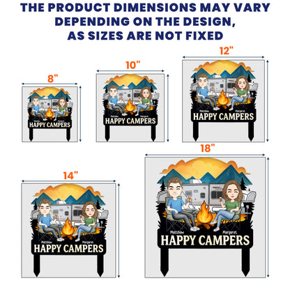 Happy Campers Welcome To Our Campsite - Personalized Metal Garden Stake
