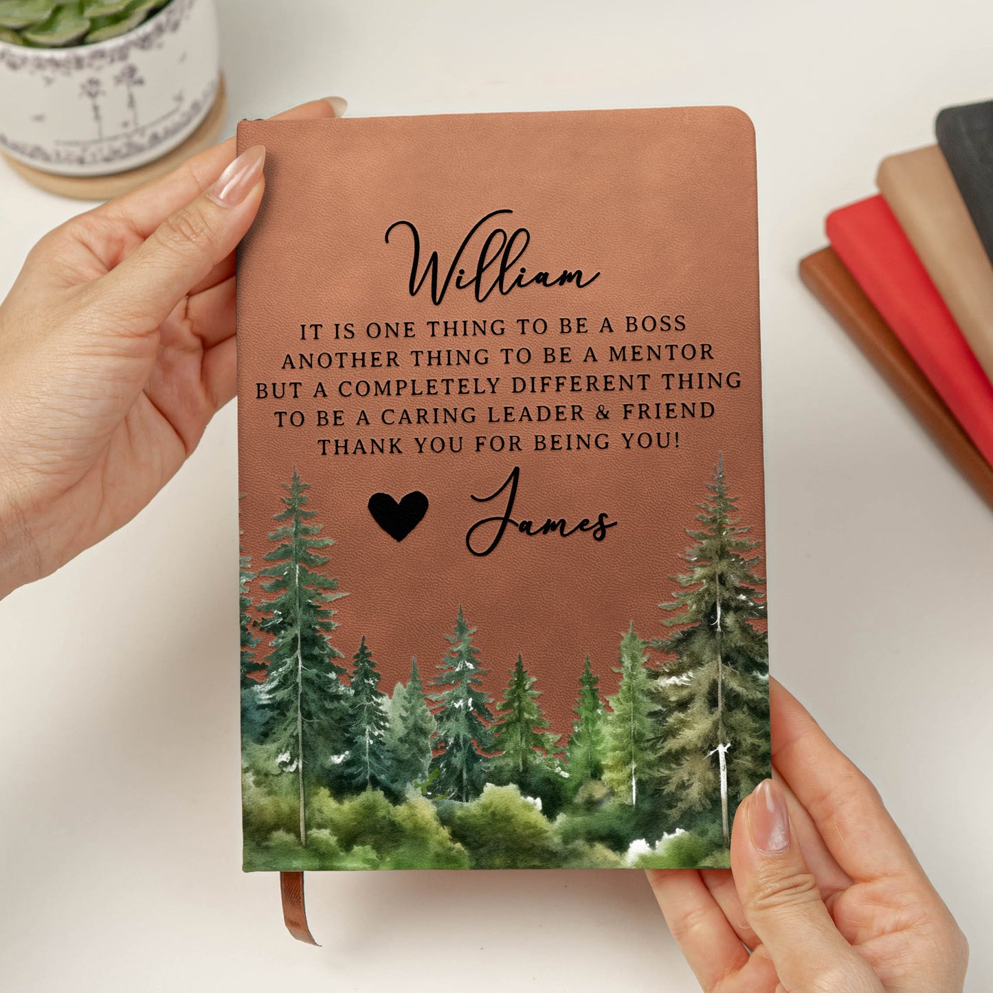 It Takes A Village Thank You Gift For Teacher Appreciation, Coworkers, Boss, Team - Personalized Leather Journal