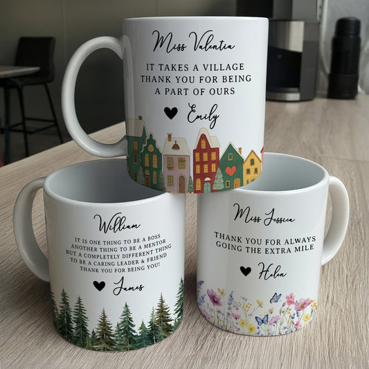 It Takes A Village Thank You Gift For Teacher Appreciation, Coworkers, Boss, Team - Personalized Mug