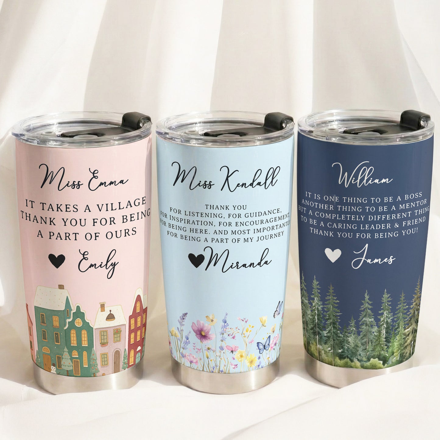 It Takes A Village Thank You Gift For Teacher Appreciation, Coworkers, Boss, Team - Personalized Tumbler Cup