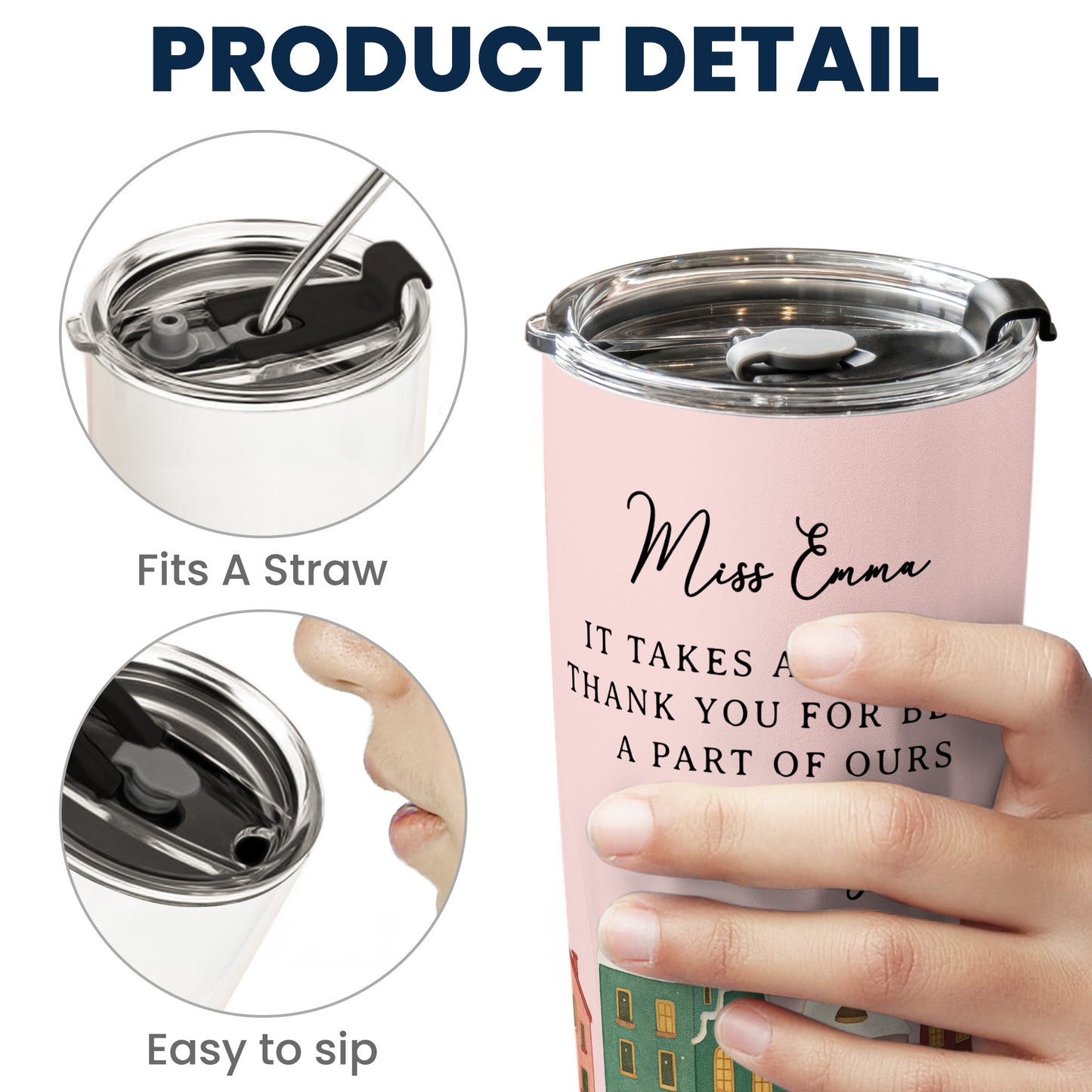 It Takes A Village Thank You Gift For Teacher Appreciation, Coworkers, Boss, Team - Personalized Tumbler Cup