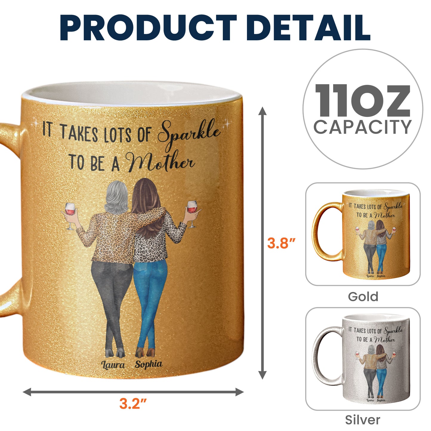 It Takes Lots Of Sparkle To Be A Mother - Personalized Glitter Coffee Mug