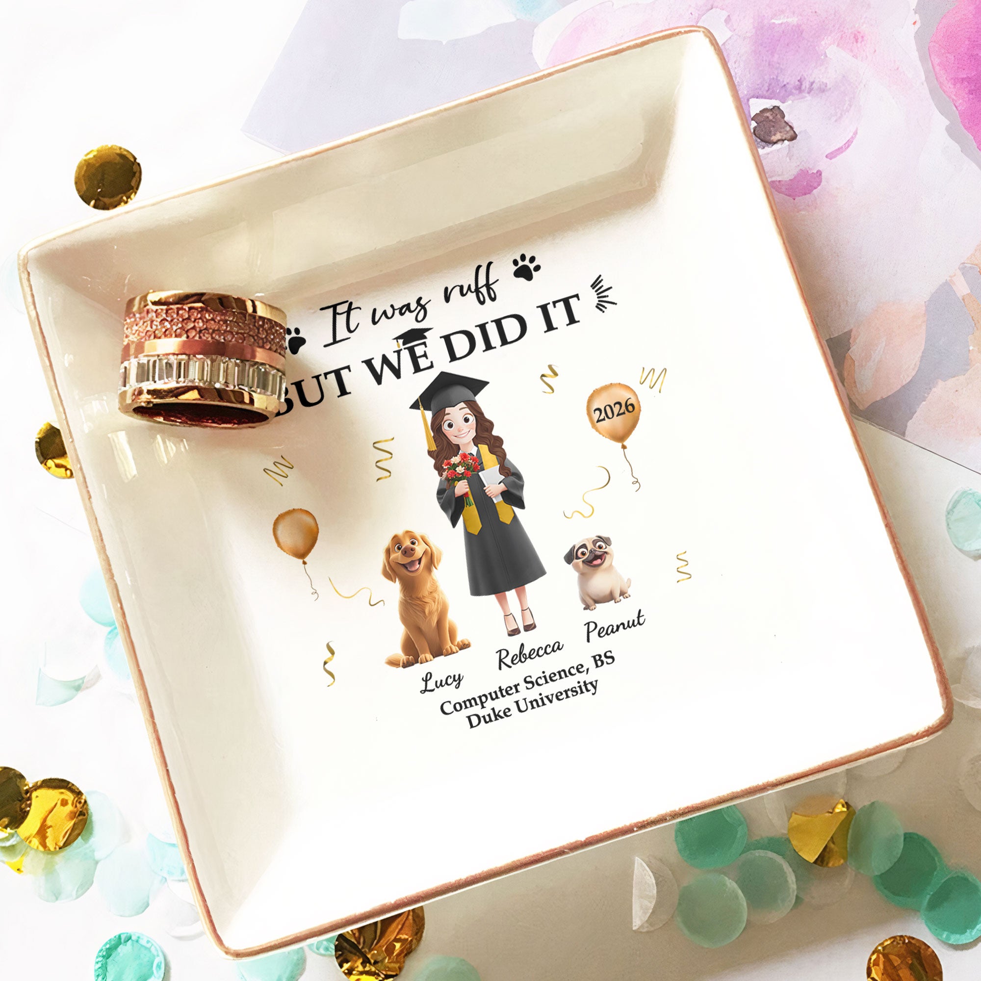 It Was Ruff But We Did It - Personalized Jewelry Dish