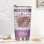 It'S-A-Good-Day-To-Make-Art-Gift,-Custom-Name-&-Birth-Flower-Gift-For-Artist,-Painter-Personalized-Tumbler-3