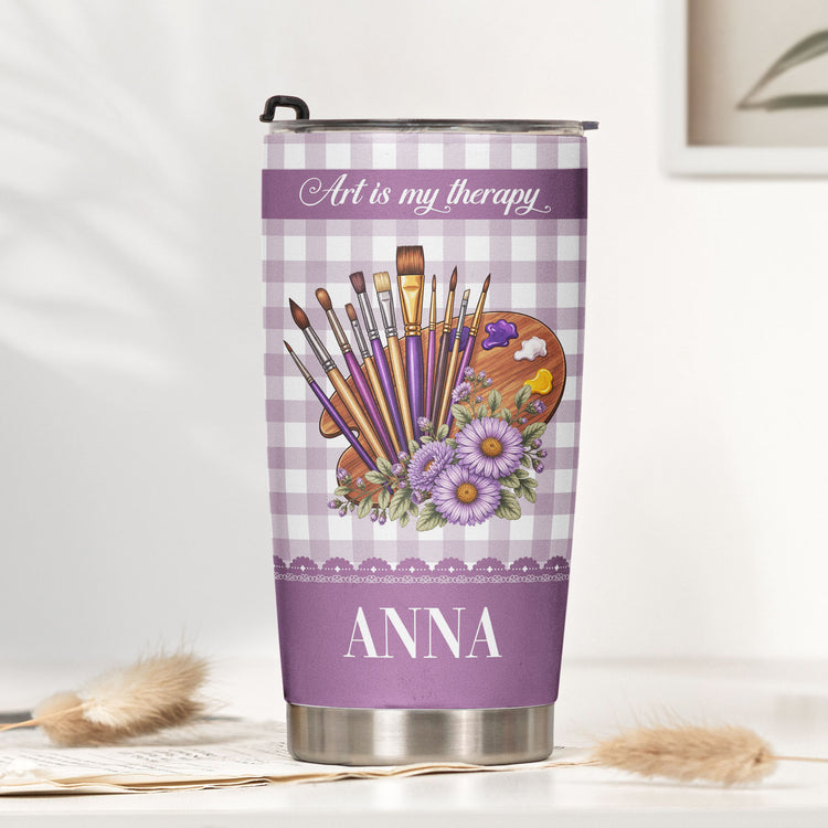 It'S-A-Good-Day-To-Make-Art-Gift,-Custom-Name-&-Birth-Flower-Gift-For-Artist,-Painter-Personalized-Tumbler-3
