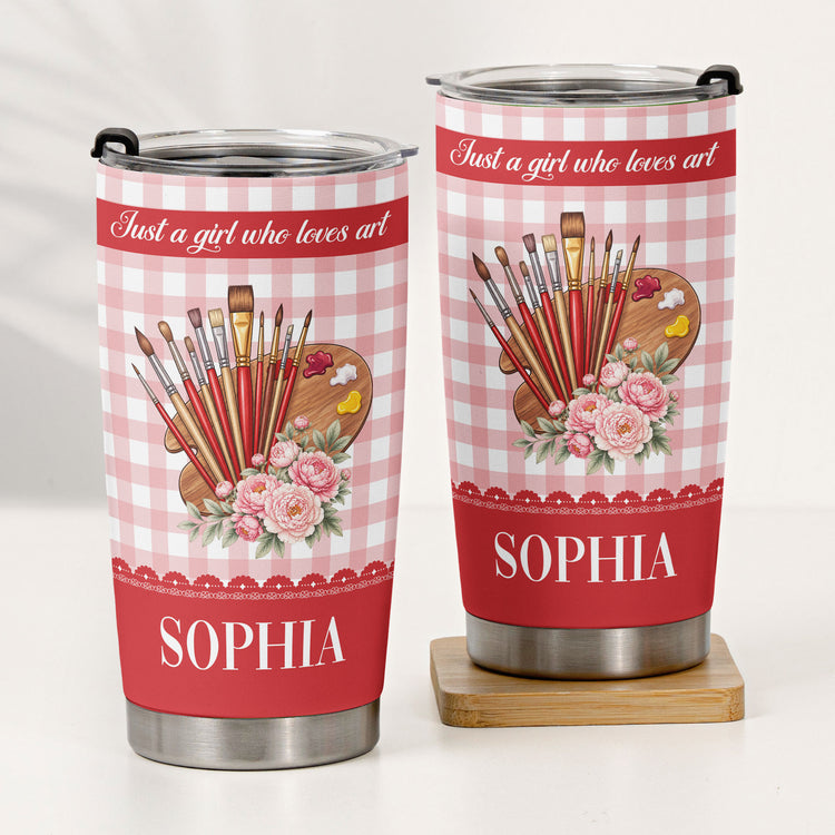 It'S-A-Good-Day-To-Make-Art-Gift,-Custom-Name-&-Birth-Flower-Gift-For-Artist,-Painter-Personalized-Tumbler-4