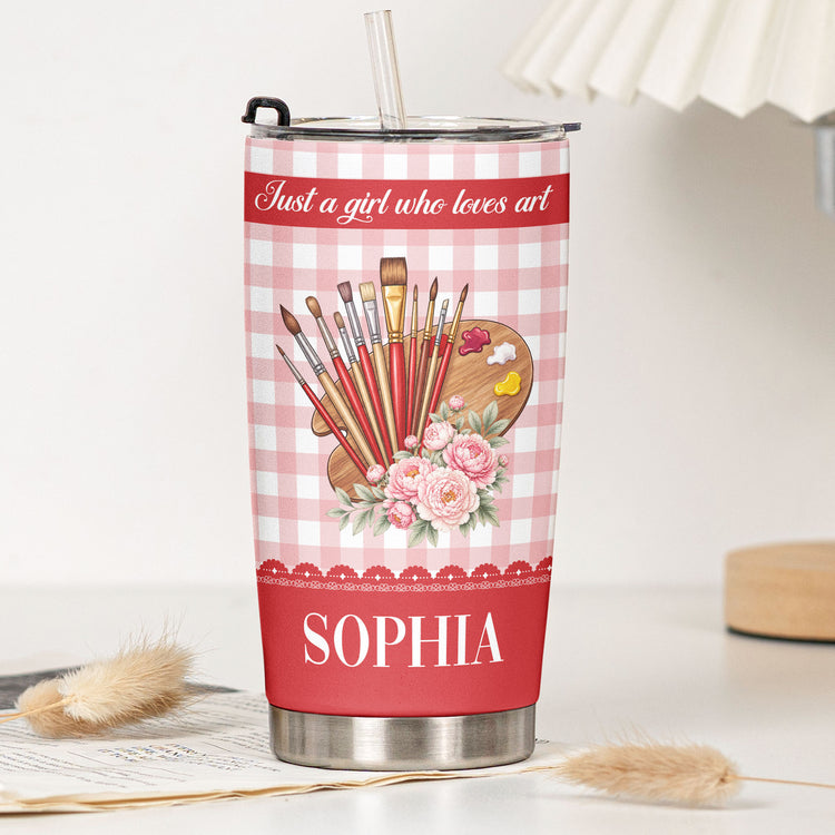 It'S-A-Good-Day-To-Make-Art-Gift,-Custom-Name-&-Birth-Flower-Gift-For-Artist,-Painter-Personalized-Tumbler-6
