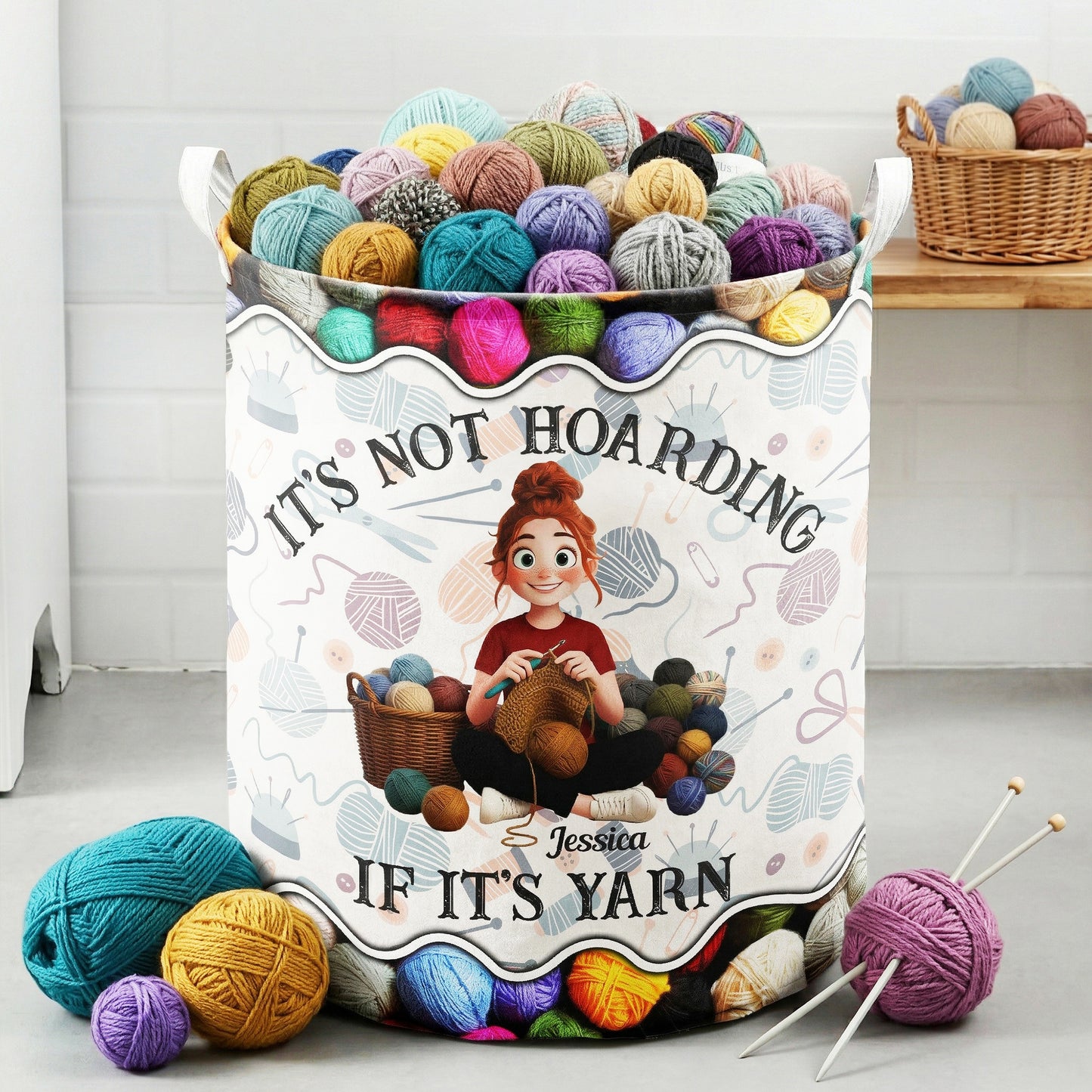 It'S-Not-Hoarding-If-It'S-Yarn,-Yarn-Basket-Personalized-Basket-1