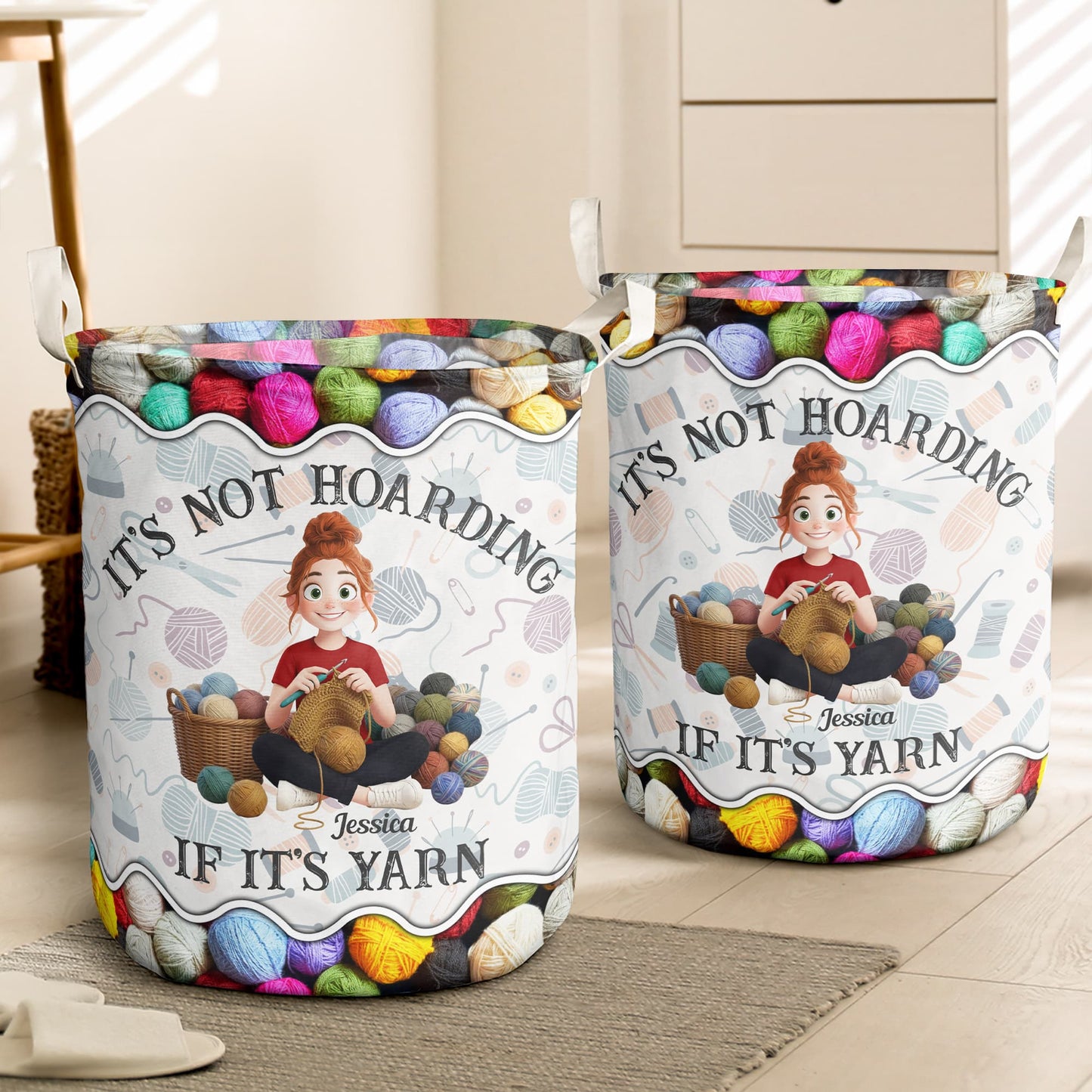 It'S-Not-Hoarding-If-It'S-Yarn,-Yarn-Basket-Personalized-Basket-2
