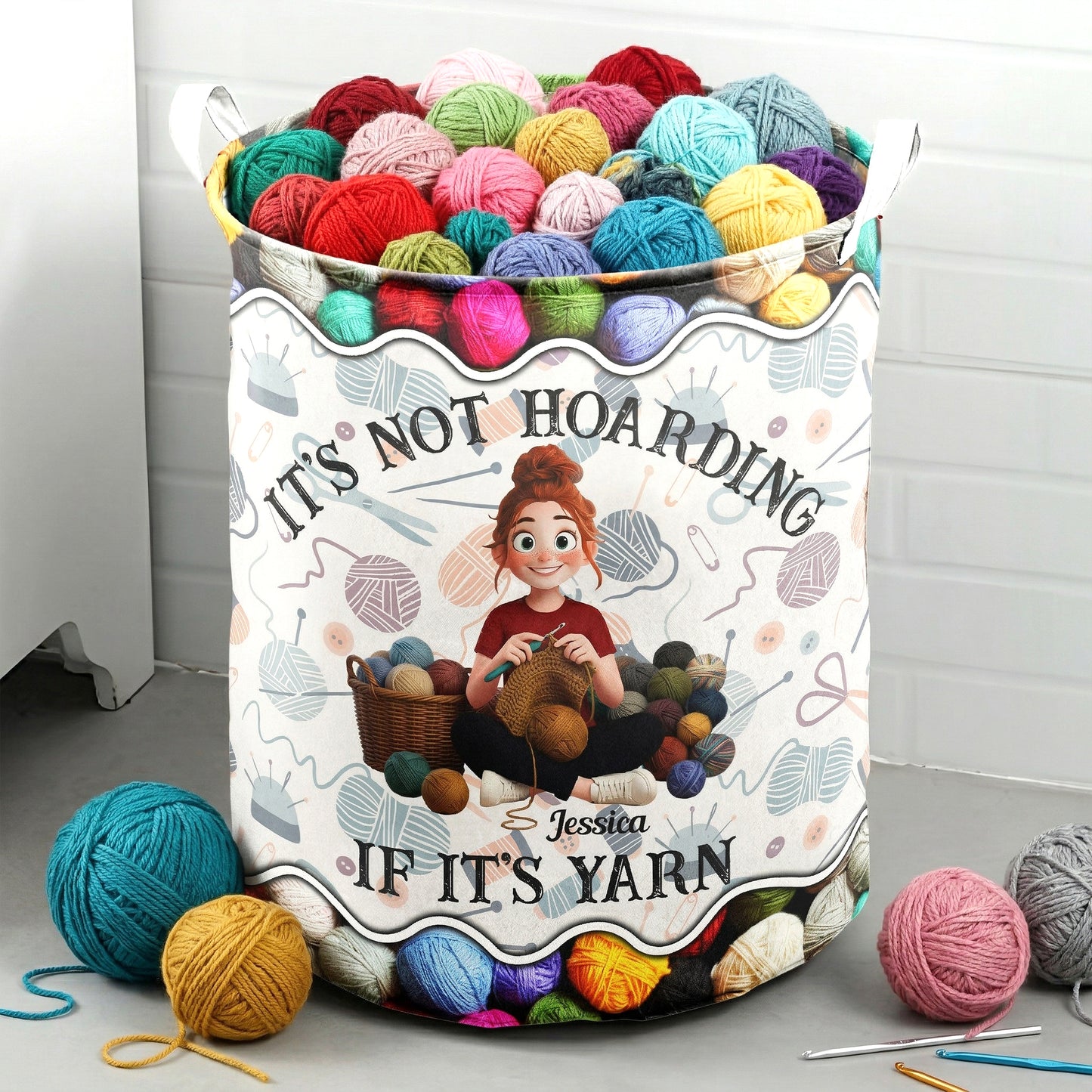It'S-Not-Hoarding-If-It'S-Yarn,-Yarn-Basket-Personalized-Basket-4