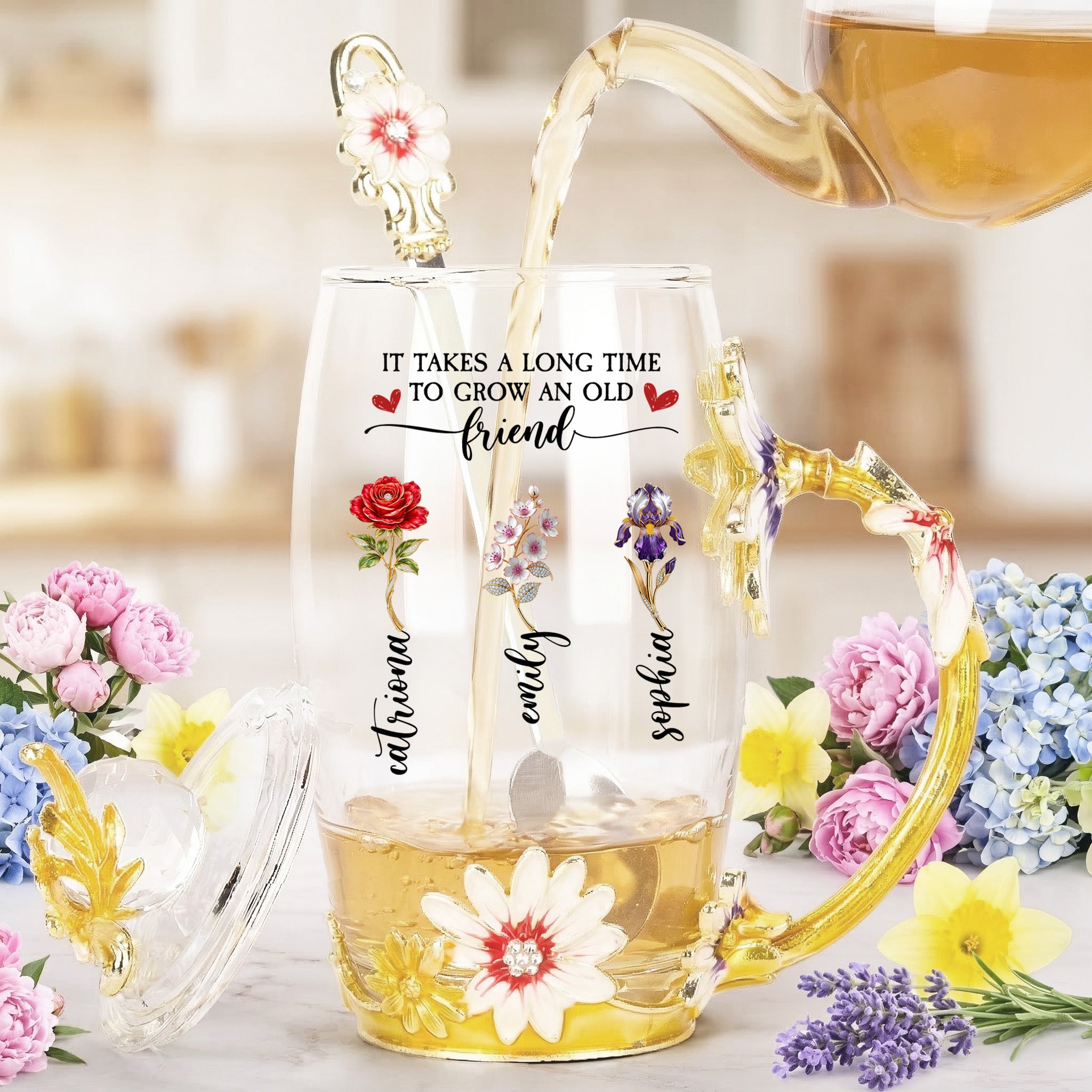 It-Takes-A-Long-Time-To-Grow-An-Old-Friend-Personalized-Glass-Cup-1
