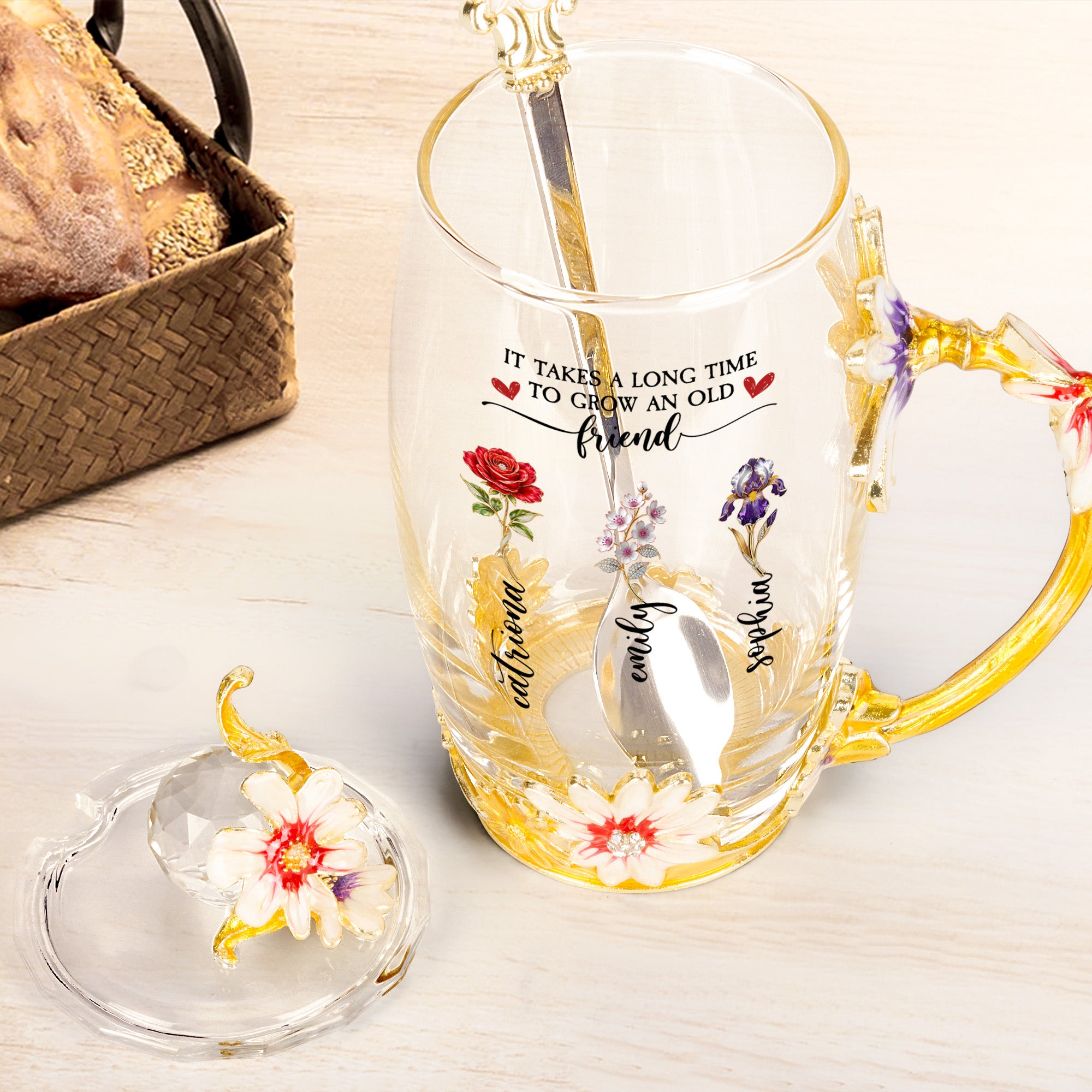 It-Takes-A-Long-Time-To-Grow-An-Old-Friend-Personalized-Glass-Cup-3
