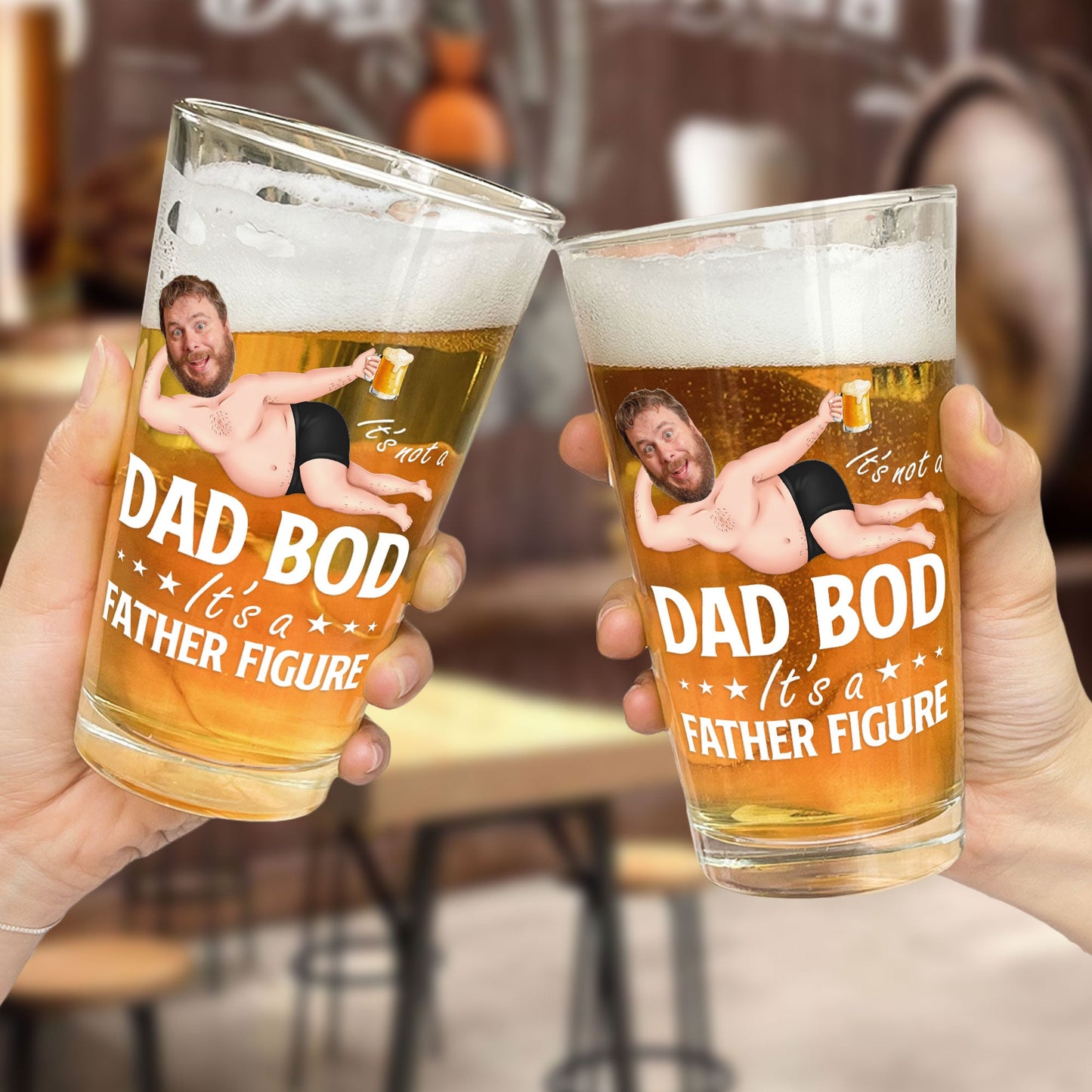 It's Not A Dad Bod It's A Father Figure Funny - Personalized Photo Beer Glass