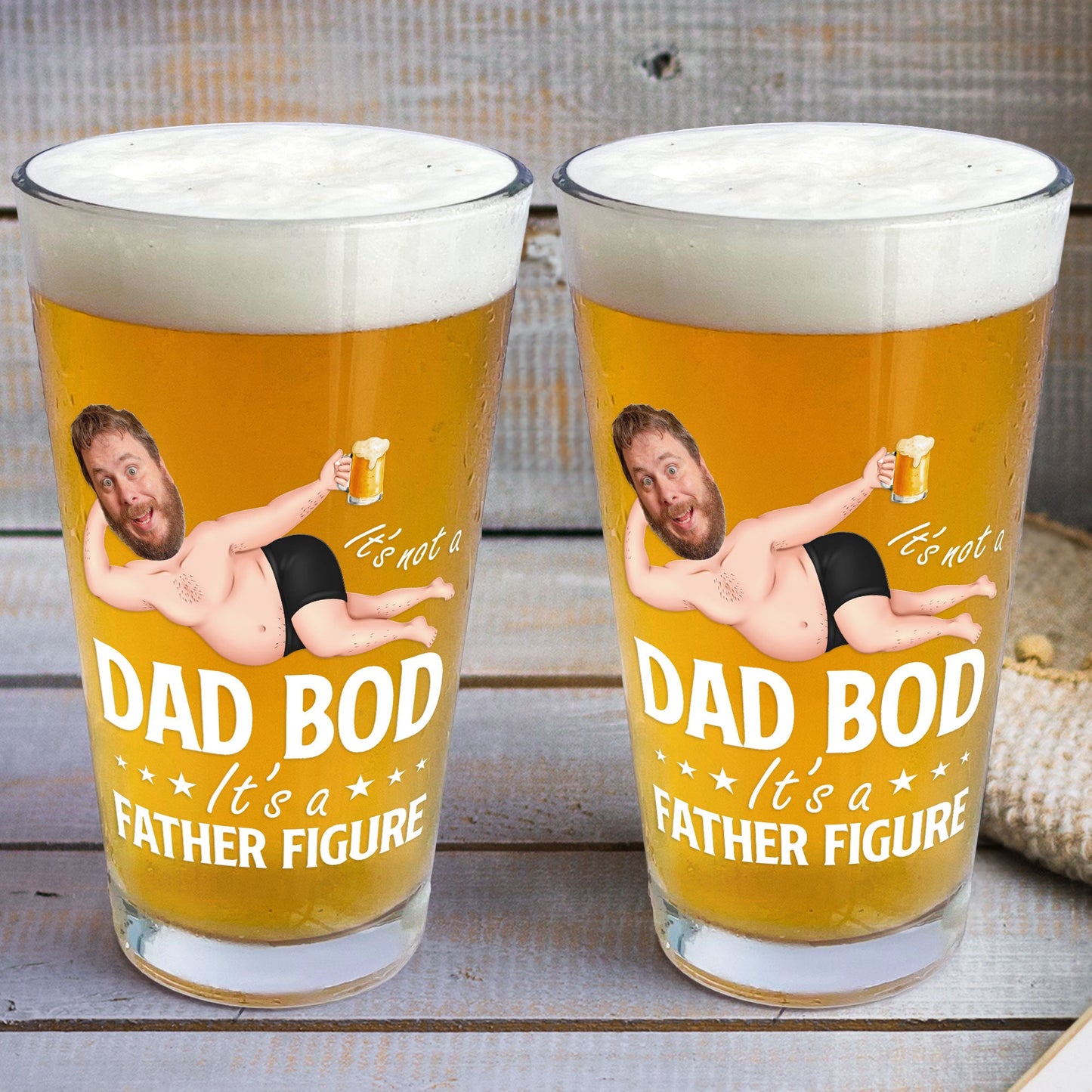 It's Not A Dad Bod It's A Father Figure Funny - Personalized Photo Beer Glass