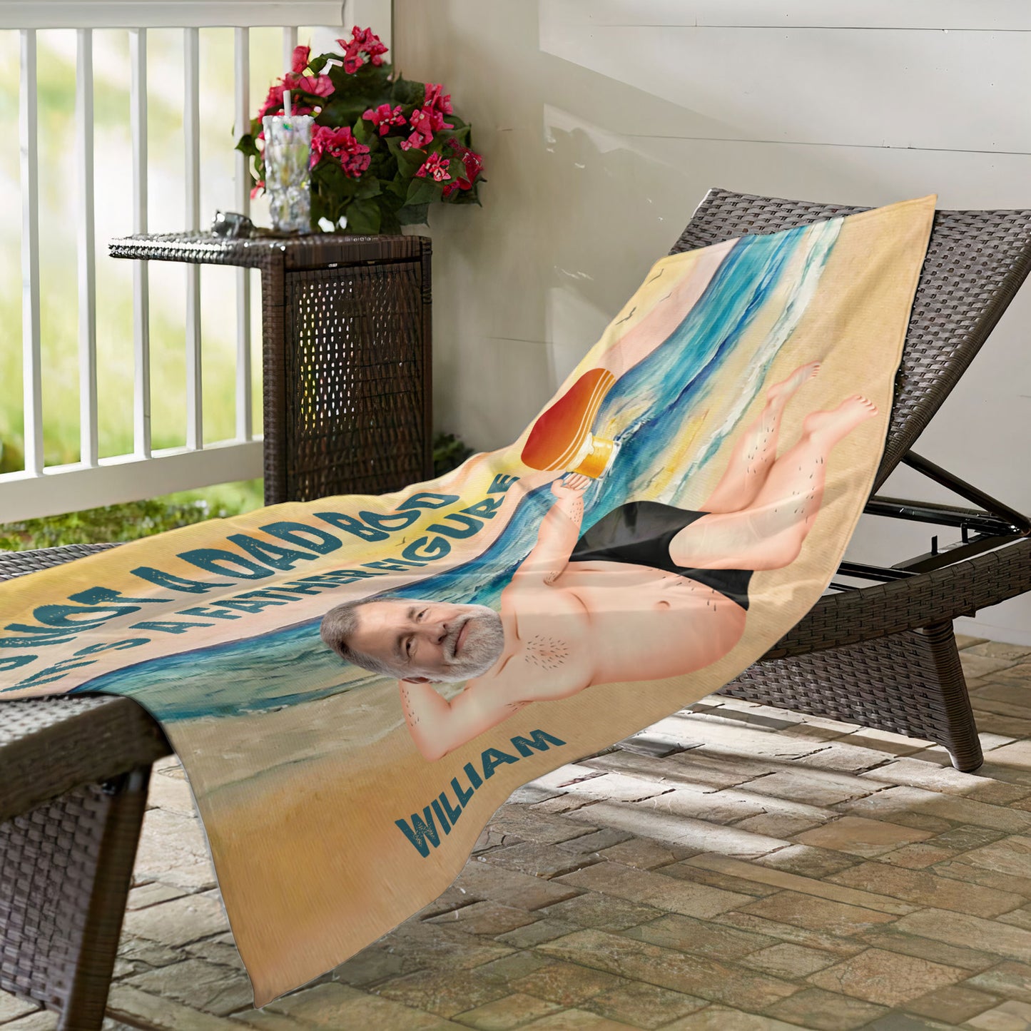 It's Not A Dad Bod It's Father Figure - Personalized Photo Beach Towel