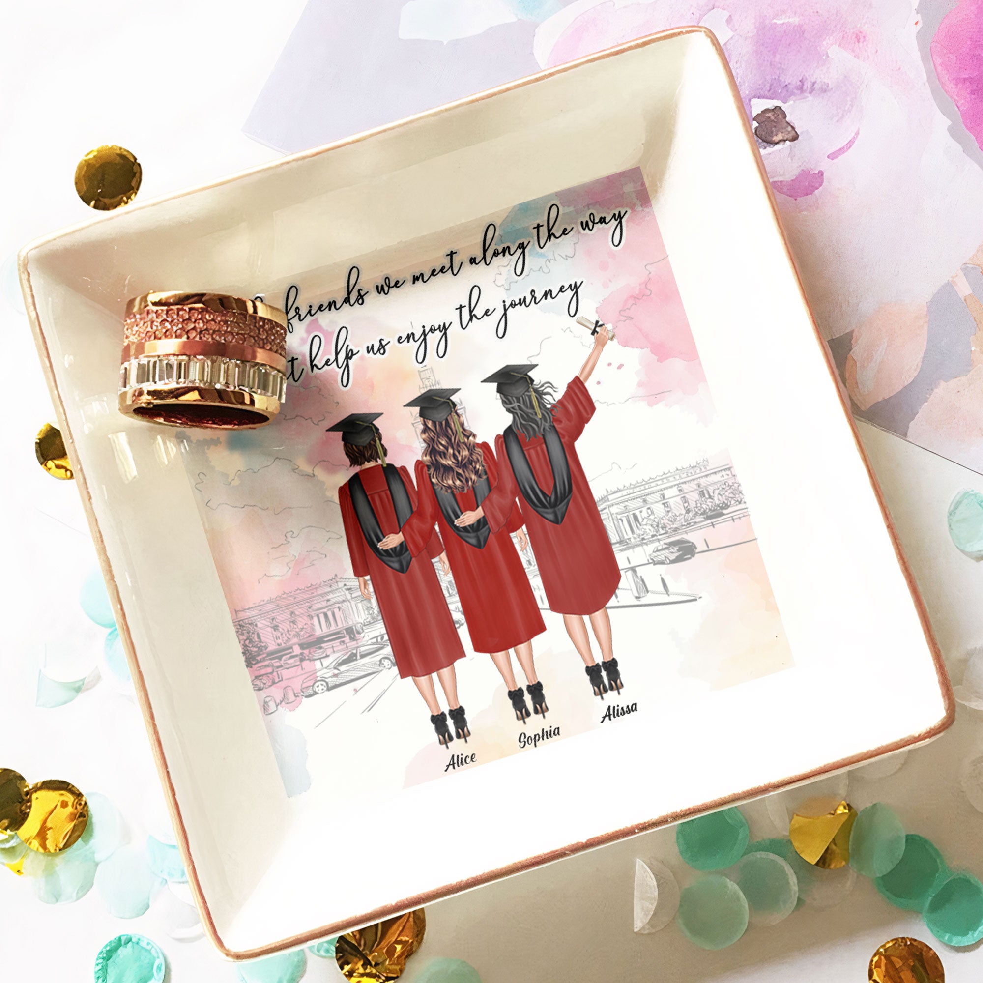It's The Friends We Meet Along The Way - Personalized Jewelry Dish