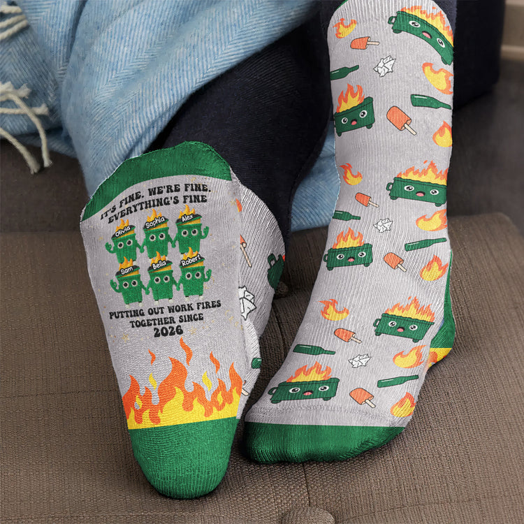 It's-Fine-We'Re-Fine-Everything's-Fine-Dumpsters-Fire-Coworker-Personalized-Socks-5