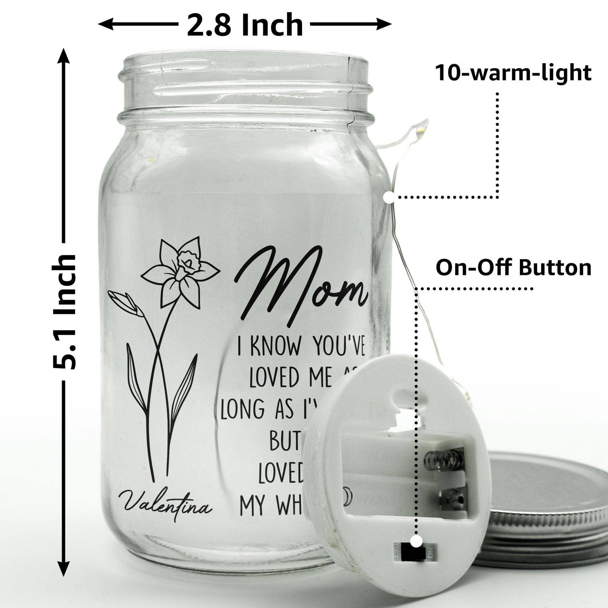 I've Loved You My Whole Life Mom - Personalized Mason Jar Light