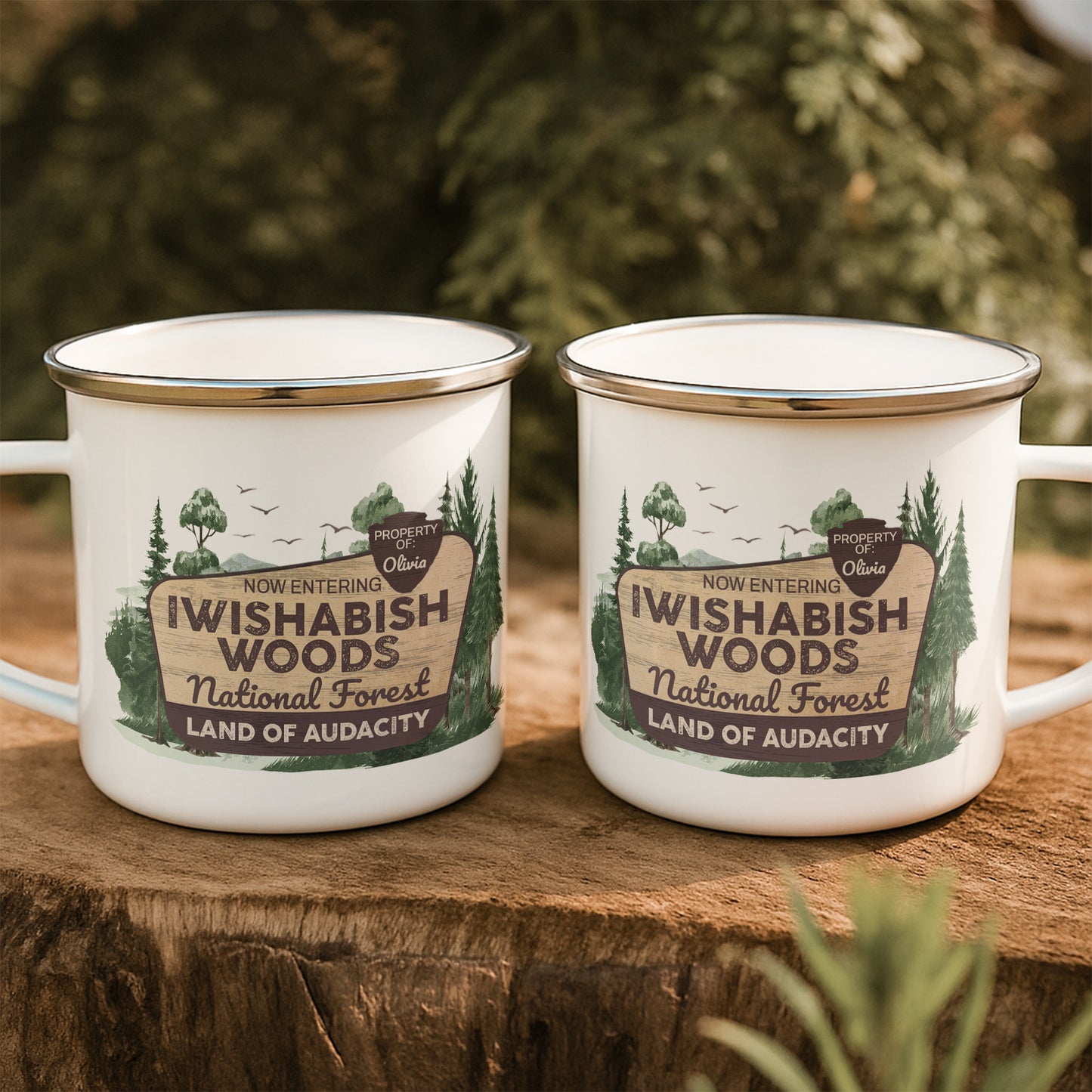 Iwishabish Woods National Forest - Personalized Enamel Mug