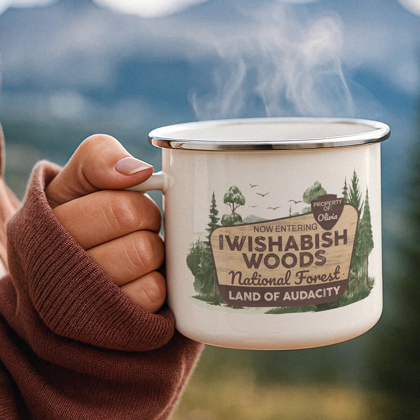 Iwishabish Woods National Forest - Personalized Enamel Mug