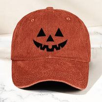 Jack-O'-Lantern Pumpkin Scary Halloween - Personalized Distressed Denim Cap