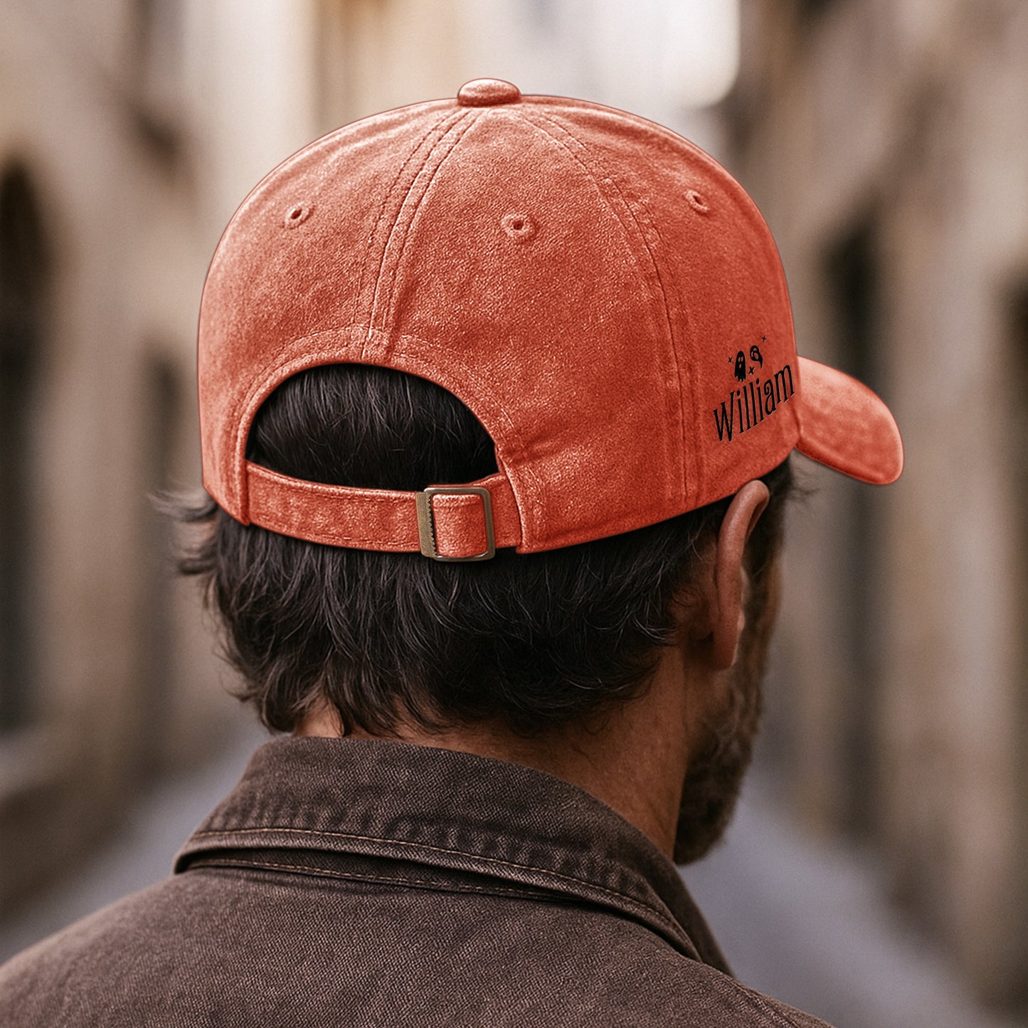 Jack-O'-Lantern Pumpkin Scary Halloween - Personalized Distressed Denim Cap