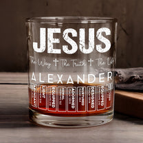 Jesus The Way The Truth The Life Name Letter In Bible - Personalized Whiskey Glass