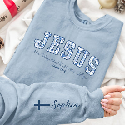 Jesus The Way The Truth The Life Toile De Jouy - Personalized Sweatshirt