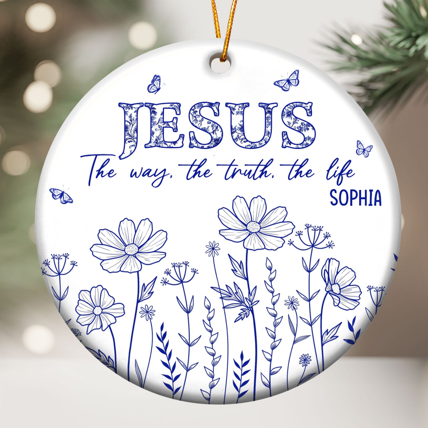 Jesus The Way, The Truth, The Life - Personalized Ceramic Ornament