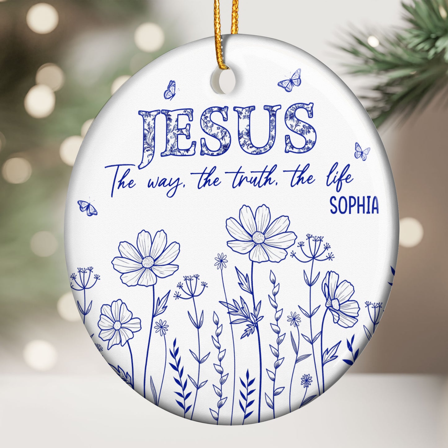 Jesus The Way, The Truth, The Life - Personalized Ceramic Ornament